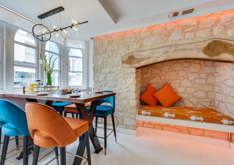 The kitchen dining area at Ocean House, Tenby
