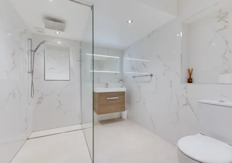 The shower room at Ocean House, Tenby