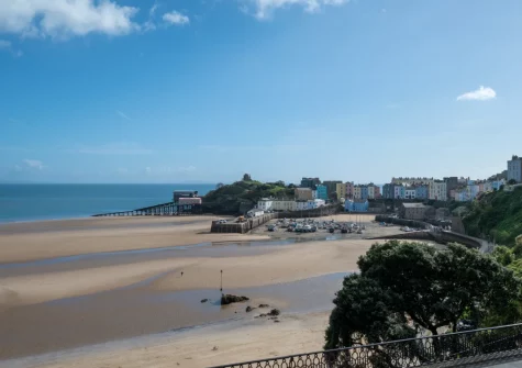 The view from the beautiful large tiled balcony & alfresco dining area at Ocean House, Tenby