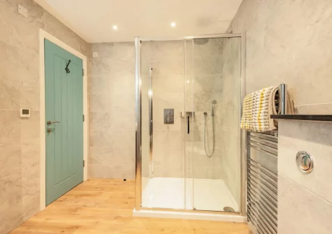The shower room at Ocean Waves, Tenby