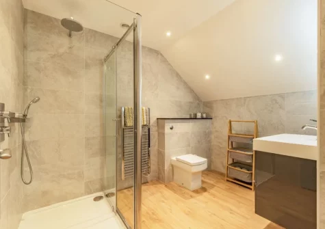 The shower room at Ocean Waves, Tenby