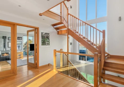The stair upto the first floor & down to the lower ground floor at Ocean Way, Pembroke Dock