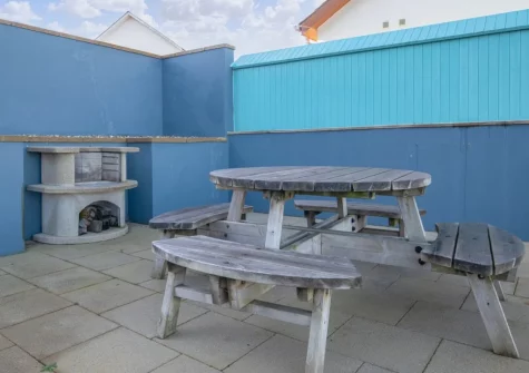 The patio, barbecue & alfresco dining area at Ocean Way, Pembroke Dock