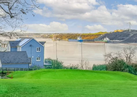 The garden & river view at Ocean Way, Pembroke Dock