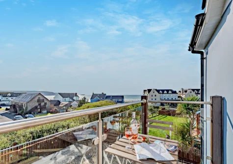 The view from the balcony & outdoor sitting area at Ol Tywydd, Broad Haven