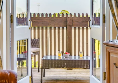 The balcony & outdoor sitting area at Old Mart Gate House, Narberth