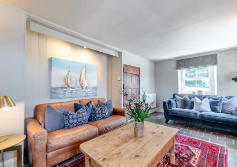 The living room at Orlandon Farm Cottage, St Brides