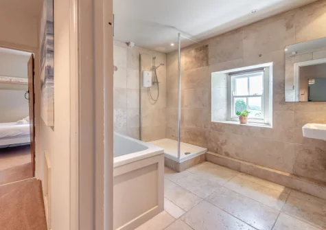 The bathroom at Orlandon Farm Cottage, St Brides