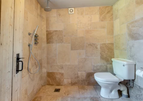 The shower room at Orlandon Farm Cottage, St Brides