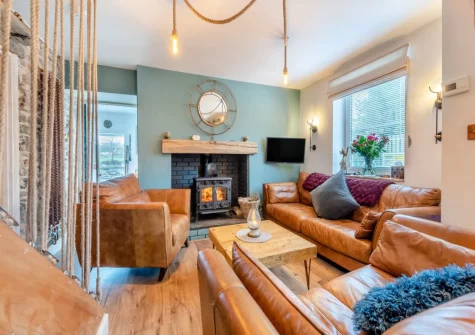 The living room at Oystercatcher Cottage, Llangwm