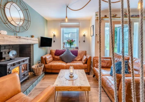 The living room at Oystercatcher Cottage, Llangwm