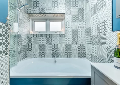 The bathroom at Oystercatcher Cottage, Llangwm
