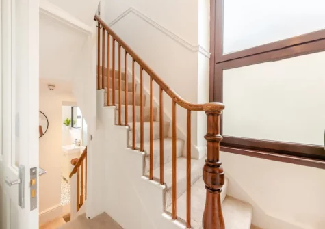 The stairs up to the second floor at Pembroke House, Tenby