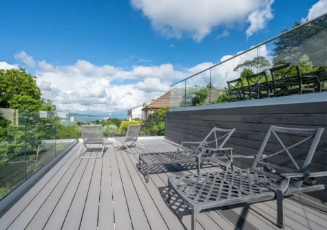 The decked patio at Pen Gar, Saundersfoot