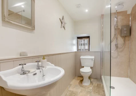 The shower room at Pen Goppa, Bryncroes