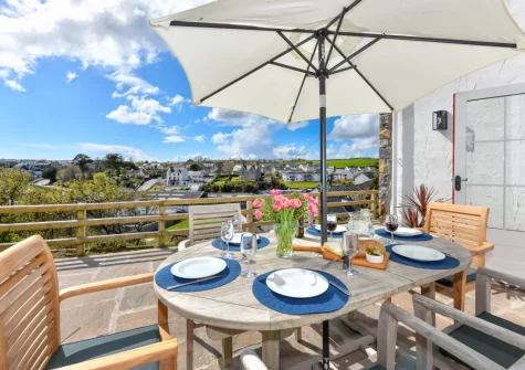 The patio & alfresco dining area at Pentraeth Cottage, Abersoch