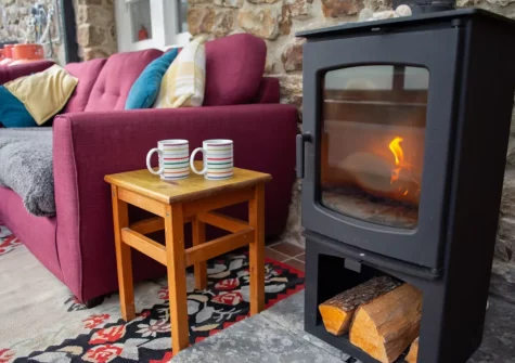 The living area at Pine Cottage at Woodlands Farm, Little Haven