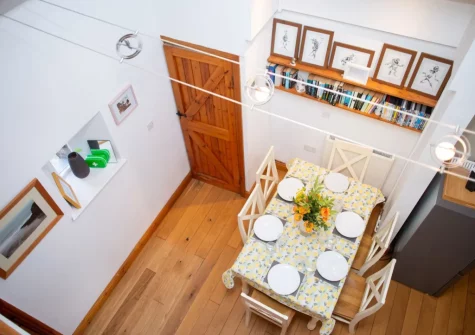 The dining area at Pine Cottage at Woodlands Farm, Little Haven