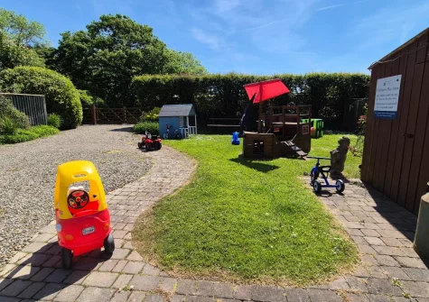 The shared children's play area at Primrose Cottage, Haverfordwest