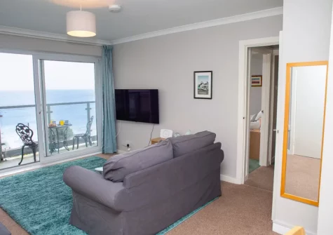 The living area at Puffins Nest at Croft Court, Tenby