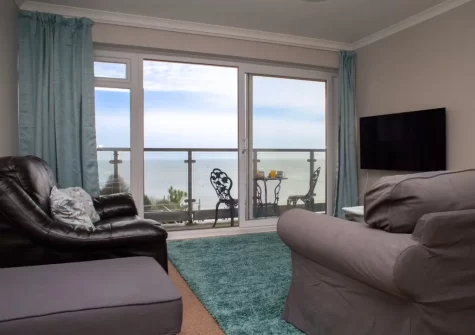 The living area at Puffins Nest at Croft Court, Tenby