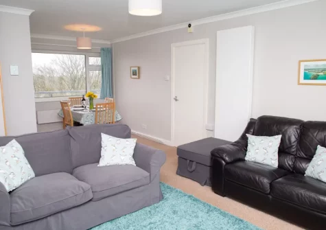 The living area at Puffins Nest at Croft Court, Tenby