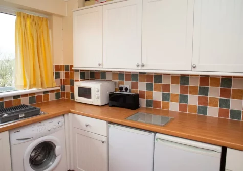 The kitchen at Puffins Nest at Croft Court, Tenby