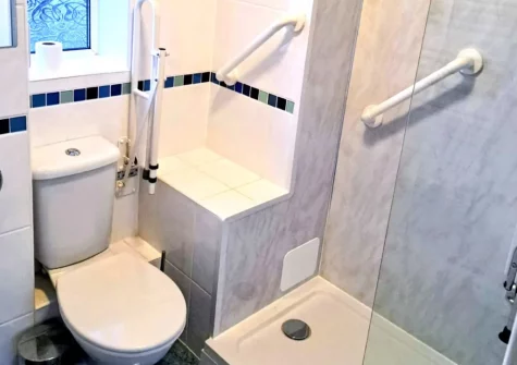 The shower room at Puffins Nest at Croft Court, Tenby