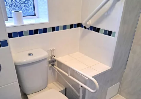 The shower room at Puffins Nest at Croft Court, Tenby