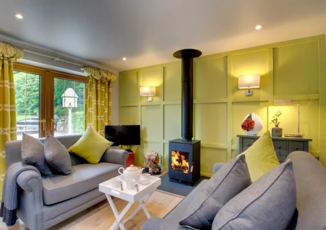 The living area at Pwdin Bach, Rhydyclafdy