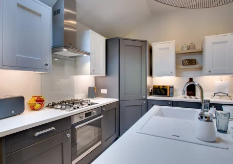 The kitchen at Pwdin Bach, Rhydyclafdy