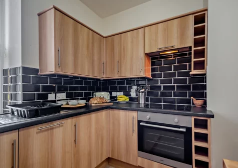 The kitchen at River Artro Townhouse, Llanbedr