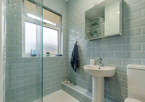 The shower room at Sandy Paws, Kilgetty