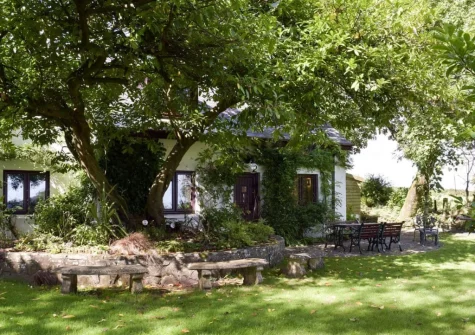The patio, barbecue, alfresco dining area & large secluded lawned garden at Sardis Cottage, Kilgetty