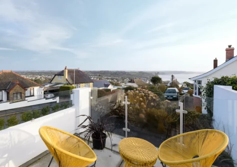The front terrace & outdoor sitting area at Sea Heights, Saundersfoot