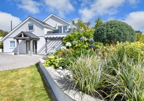 The beautifully landscaped garden at Seabreeze, Abersoch