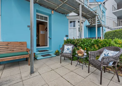 The patio & outdoor sitting area at Seashells, Saundersfoot