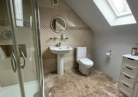 Bedroom #1 en-suite shower room at Seren y Mor, Freshwater East