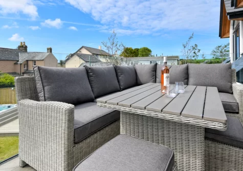 The first floor balcony & outdoor sitting area at Skylark, Abersoch