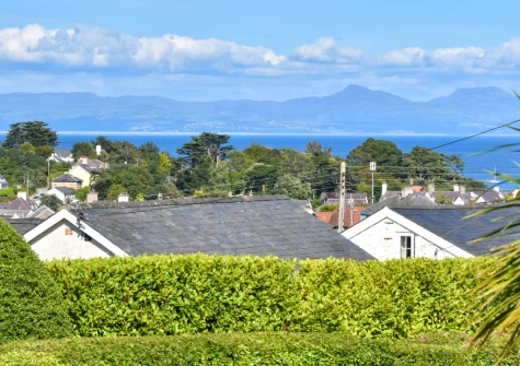 The sea & coastal views from the first floor balcony & outdoor sitting area at Skylark, Abersoch