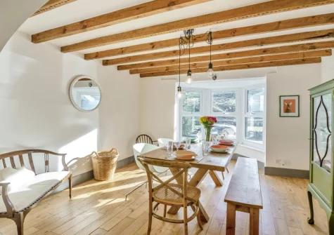 The dining area at Slate Trail Retreat, Cwm Penmachno
