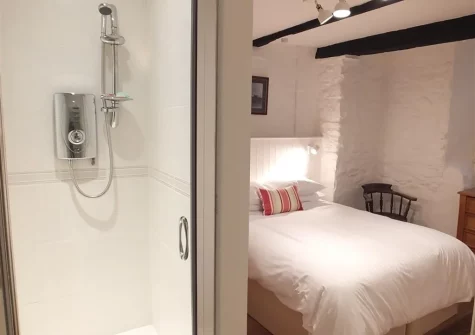 Bedroom #3 & en-suite shower room at Sparta Cottage, Tenby