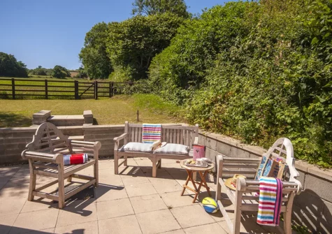 The patio & garden at Spring Meadow, Saint Florence