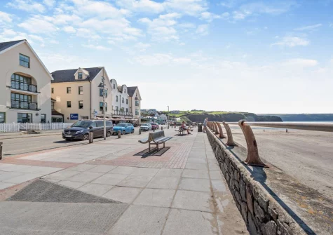 St Brides Bay Sea View is located right on the seafront in Broad Haven looking out over the beautiful, golden sand beach