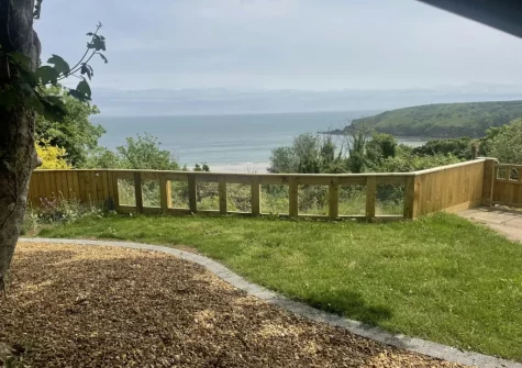 The enclosed garden, with panoramic sea view, at Stella Maris, Freshwater East