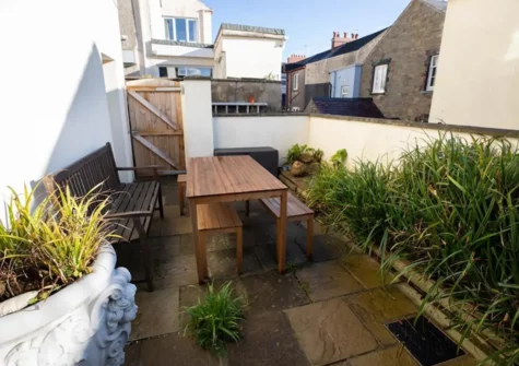 The courtyard & alfresco dining area at Stella Maris, Tenby