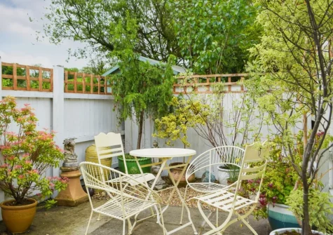 The enclosed courtyard & outdoor sitting area at Stoneyford Cottage, Narberth