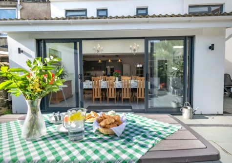The enclosed patio garden & alfresco dining area at Stretton House, Tenby
