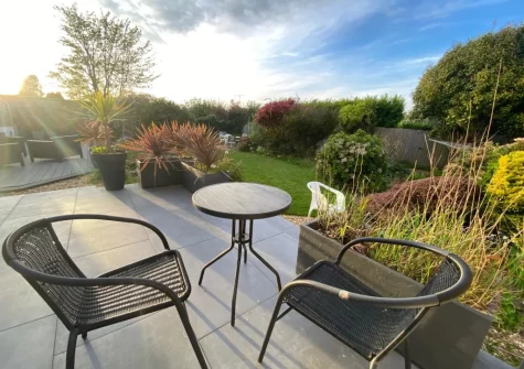 The patio, outdoor sitting area & garden at Sundown, Saundersfoot