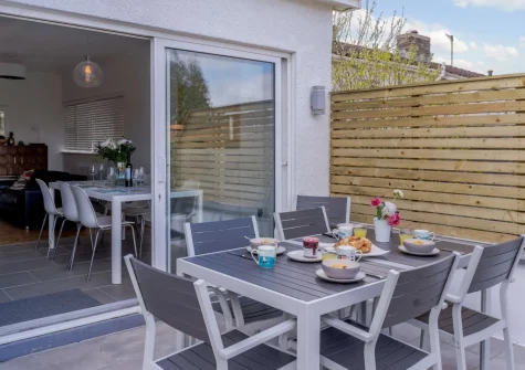 The patio & alfresco dining area at Sundown, Saundersfoot